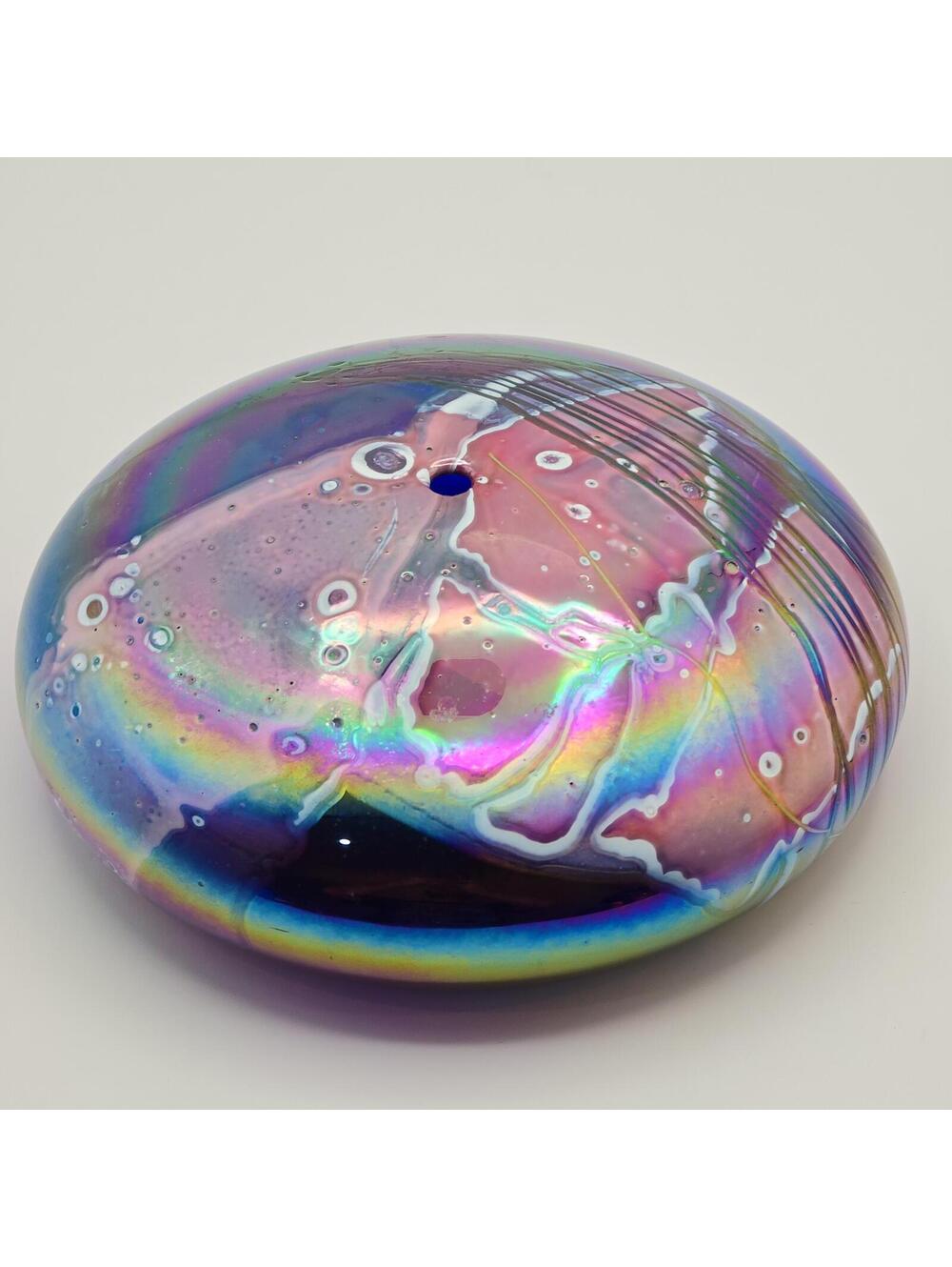 Erik Brakken Glasshouse Irridescent Oil Lamp/Paperweight -  Pink/Purple/Blue